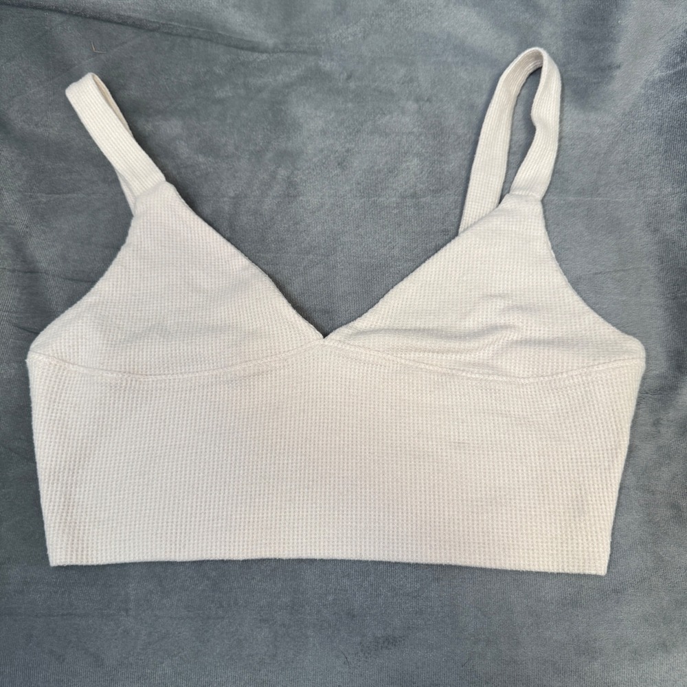 LA Hearts Womens Bralette‎ Top Small Cream Waffle Knit Thermal Lounge Minimalist
